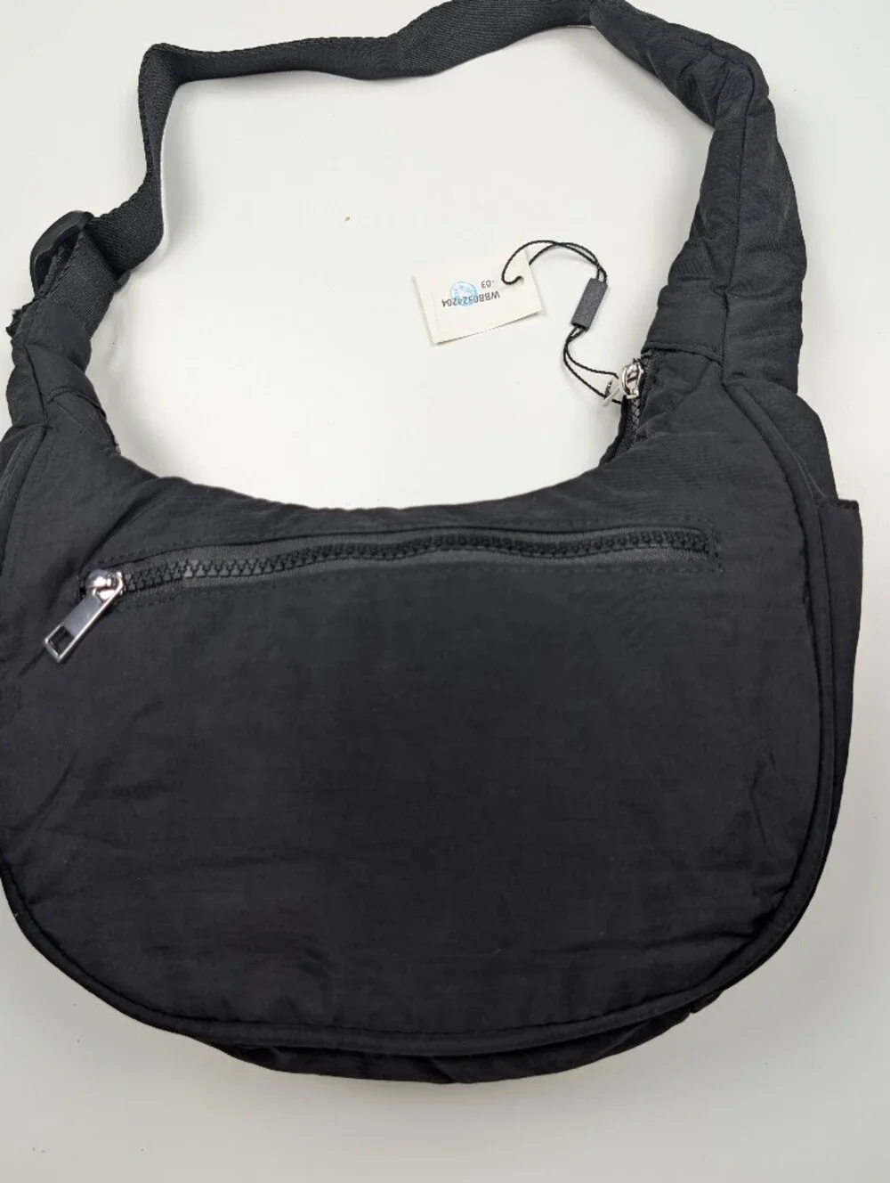 NWT Westbronco Black Quilted Nylon Crescent Shoulder Bag Crossbody Hobo